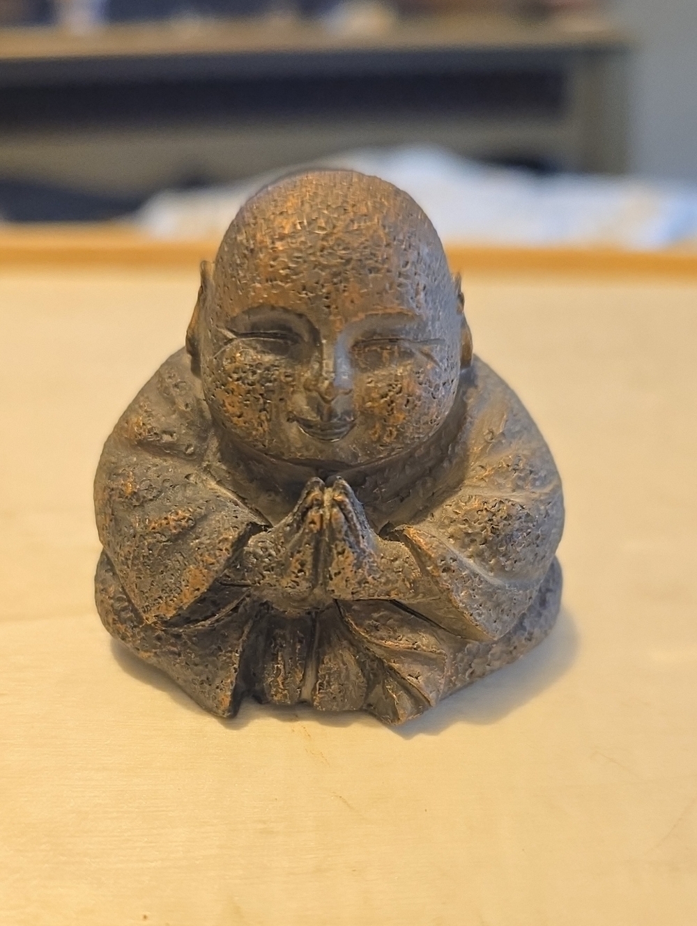 Zen Prayer Monk Statue - Rustic Gray Home Art